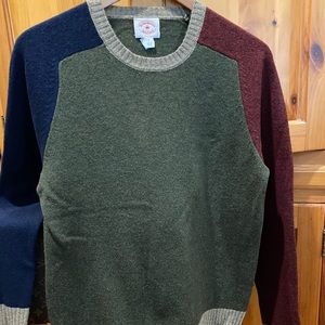 Color Block Slim Fit Red Fleece Brooks Brothers Sweater (Size: Small)